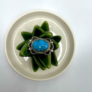 Sterling silver and genuine turquoise ring size 6.75 Bohemian festival ring
